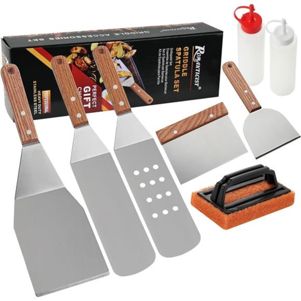 8pcs Professional Griddle Accessories Kit - Heavy Duty Stainless